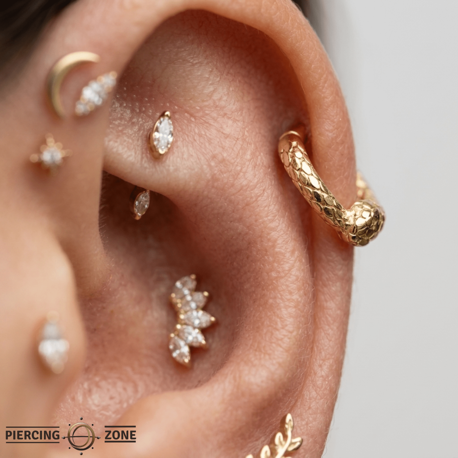 Ouroboros – 14K Gold Symbolic Snake Clicker Ring - piercing - zone.com
