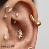 Ouroboros – 14K Gold Symbolic Snake Clicker Ring - piercing - zone.com