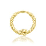 Ouroboros – Coiled Serpent – 14K Gold Seamless Ring - piercing - zone.com