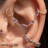 Oval Amethyst Chain – 18K Gold Gemstone Piercing Chain - piercing - zone.com