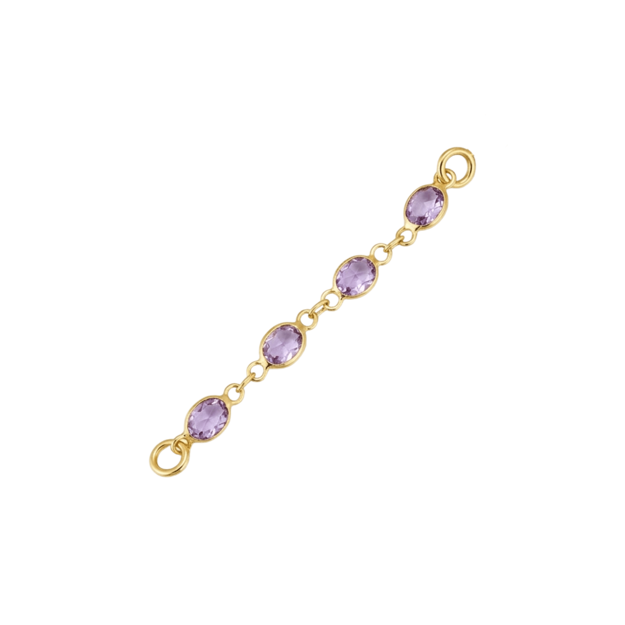 Oval Amethyst Chain – 18K Gold Gemstone Piercing Chain - piercing-zone.com