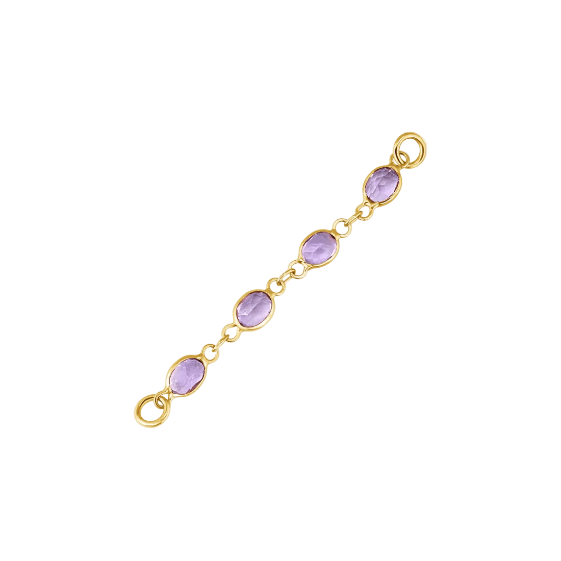 Oval Amethyst Chain – 18K Gold Gemstone Piercing Chain - piercing - zone.com