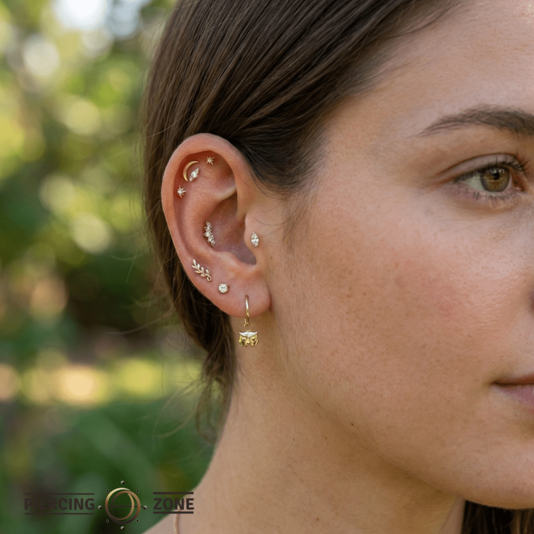 Owl – 14K & 18K Gold Charm - piercing - zone.com