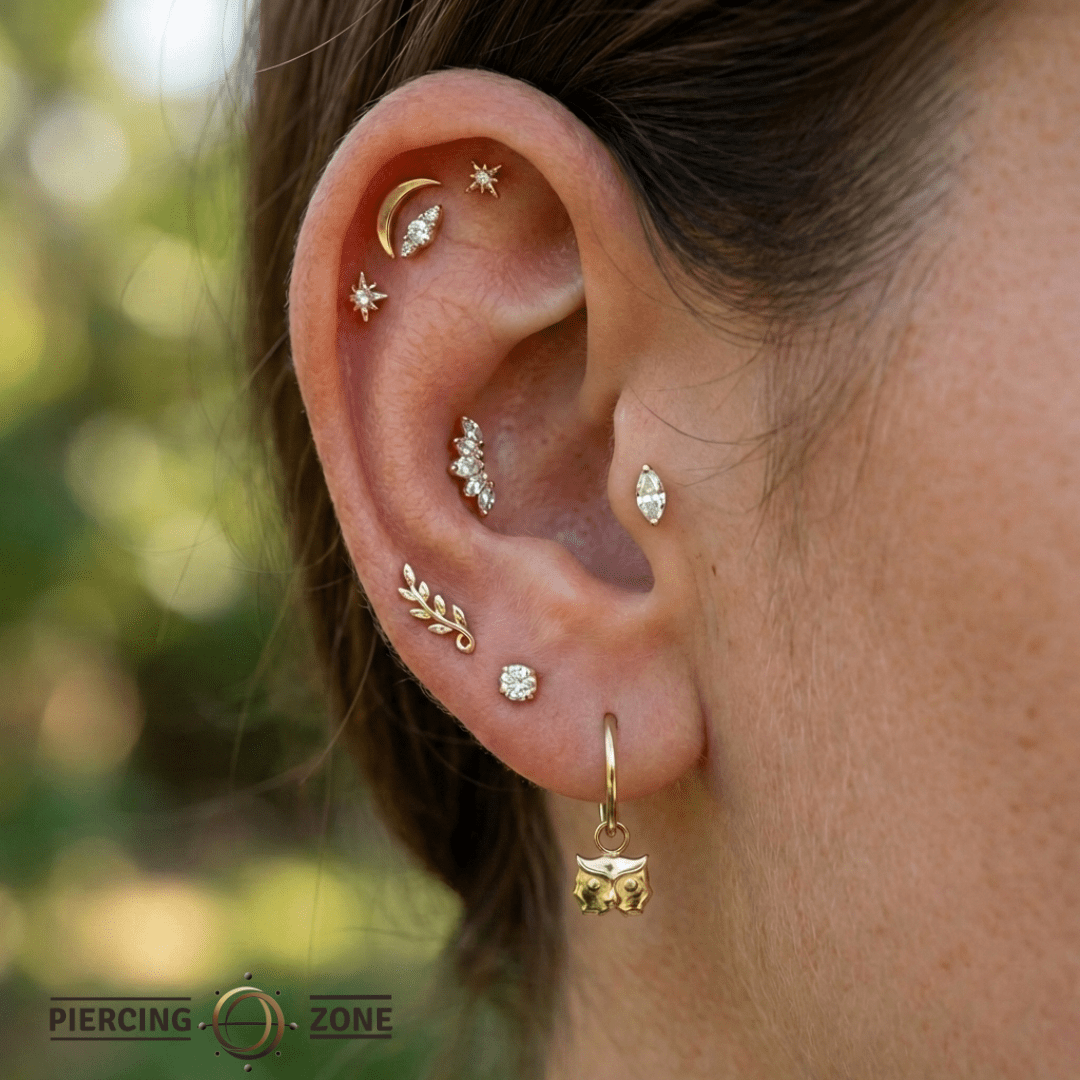 Owl – 14K & 18K Gold Charm - piercing - zone.com