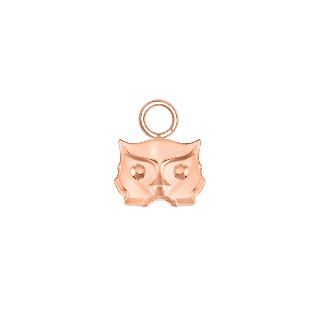 Owl Charm – 14K Gold Dangle - piercing - zone.com