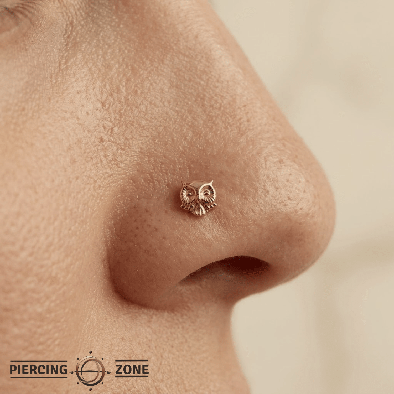 Owl Head – 14K Gold Threadless/Threaded End - piercing - zone.com