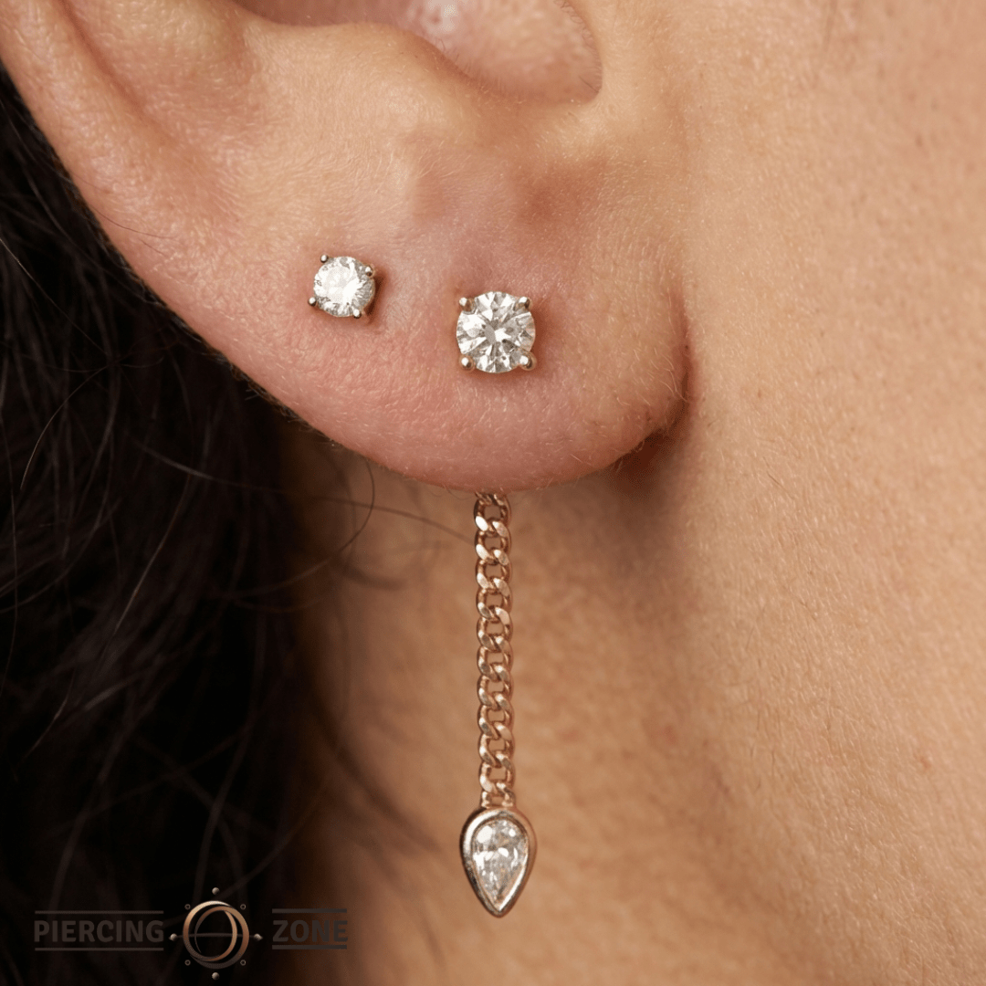 Painkiller – CZ Drop Chain Charm – 14K Gold - piercing - zone.com