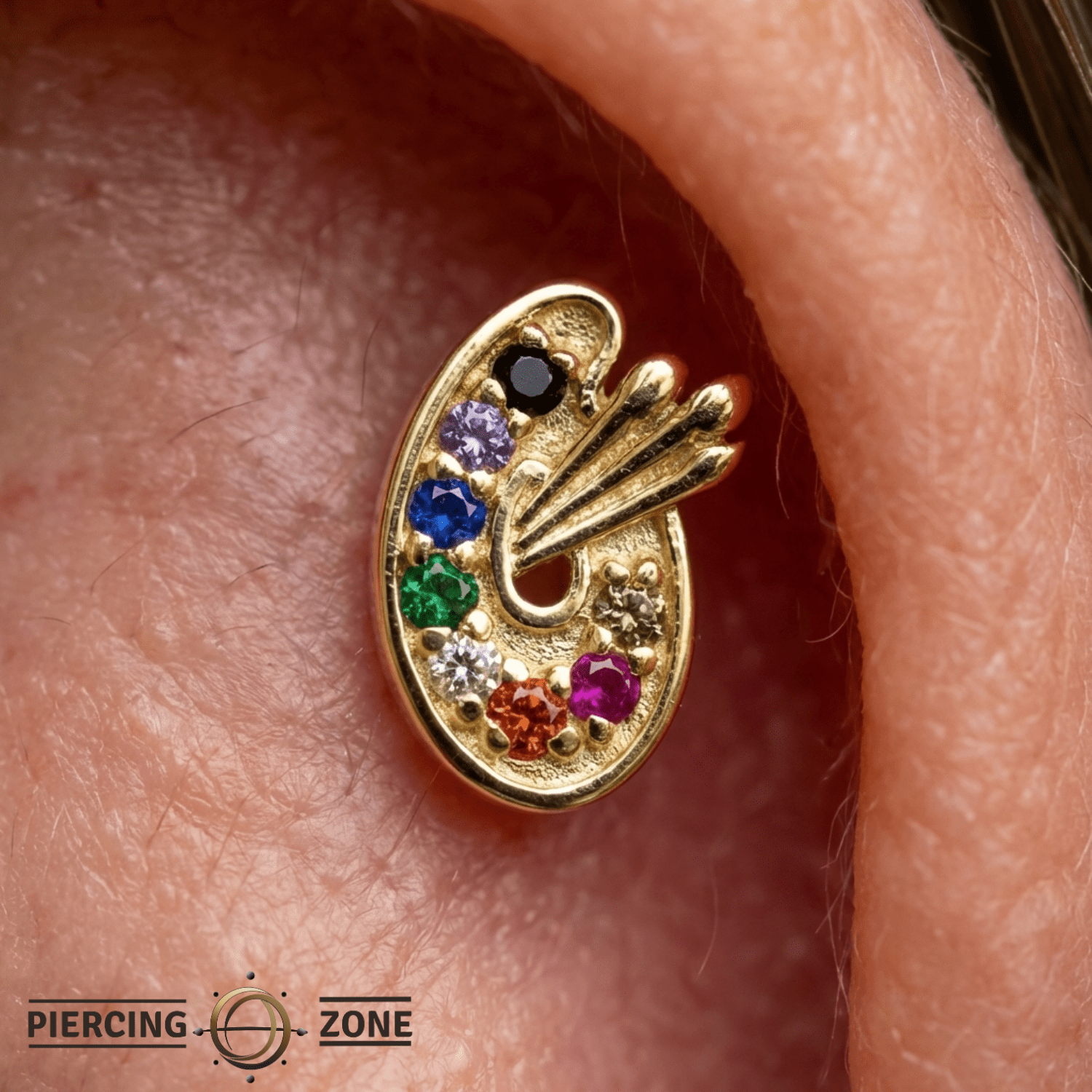 Paint Palette – 14K Gold Threadless/Threaded End - piercing - zone.com