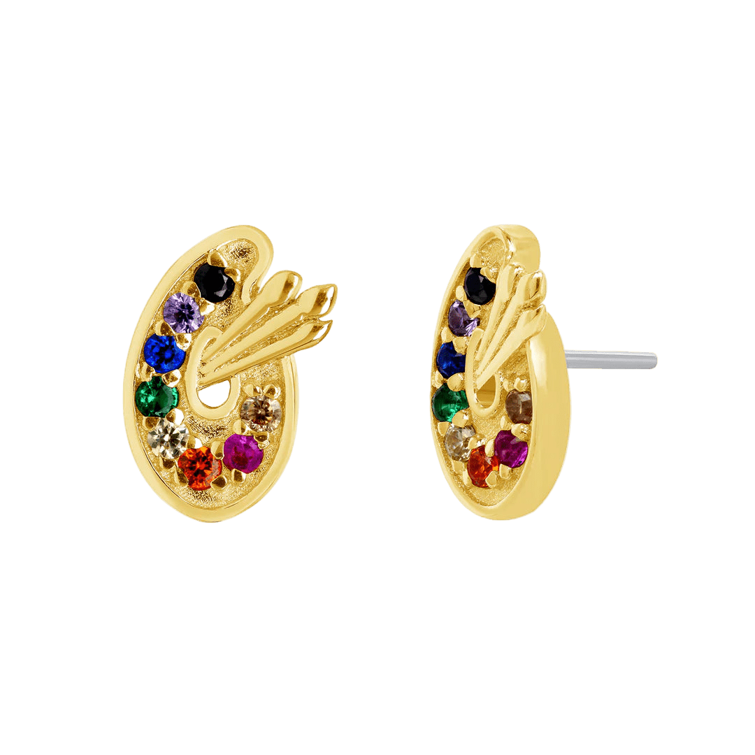 Paint Palette – 14K/18K Gold Artistic Threadless End - piercing - zone.com