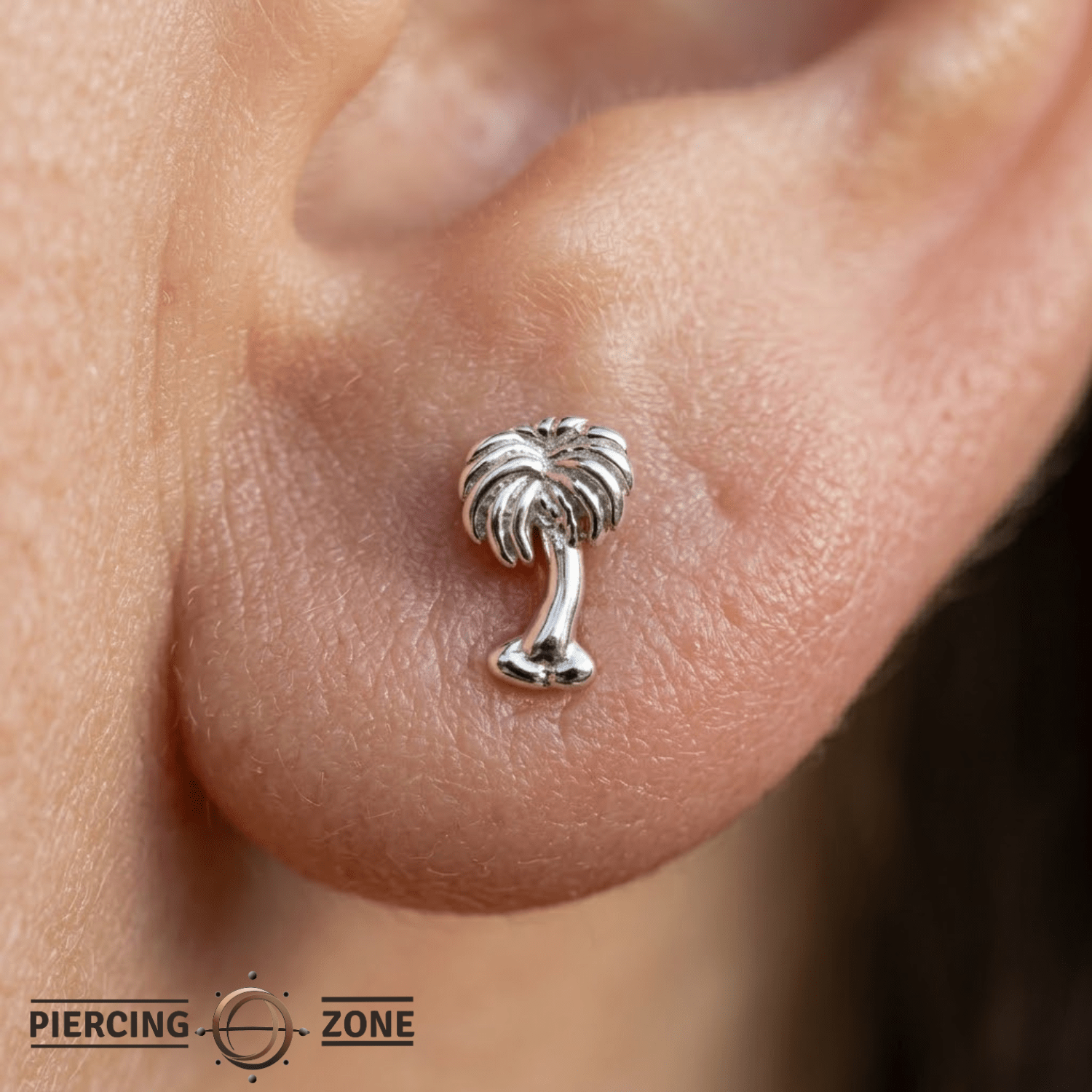 Palm Tree - 14K Gold Threadless/Threaded End - piercing - zone.com
