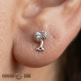 Palm Tree - 14K Gold Threadless/Threaded End - piercing - zone.com