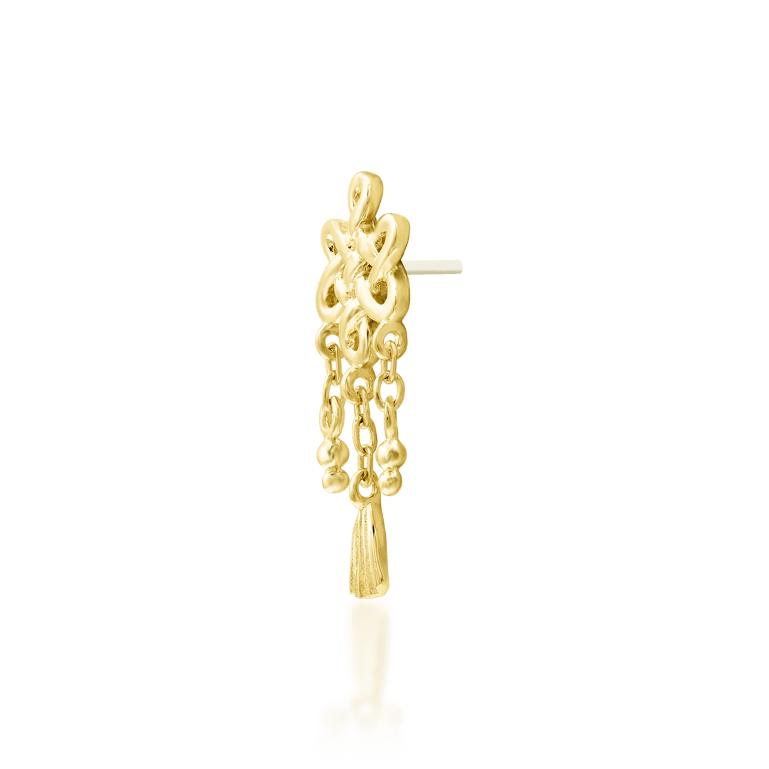 Pan Chang – Eternal Knot – 14K Gold Threadless End - piercing - zone.com