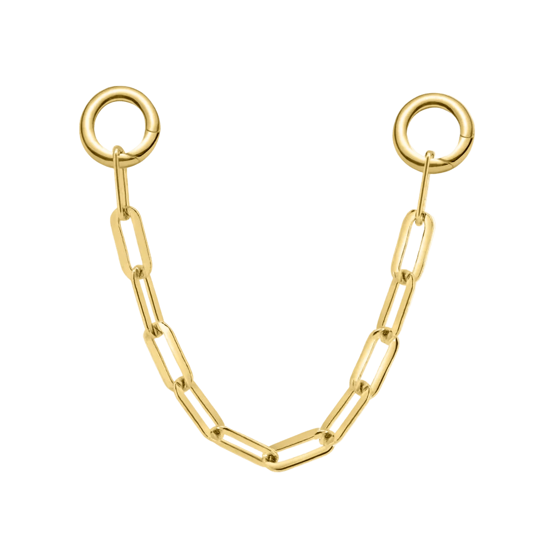 Paper Clip Chain – 14K Gold Piercing Chain - piercing - zone.com