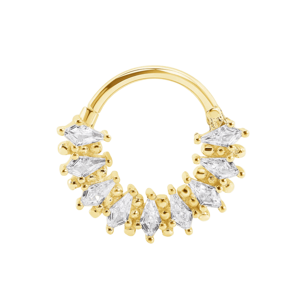 Paradise Clicker with 9 Kite Gems – 14K & 18K Gold - piercing - zone.com