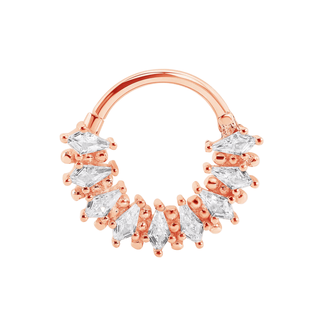 Paradise Clicker with 9 Kite Gems – 14K & 18K Gold - piercing - zone.com