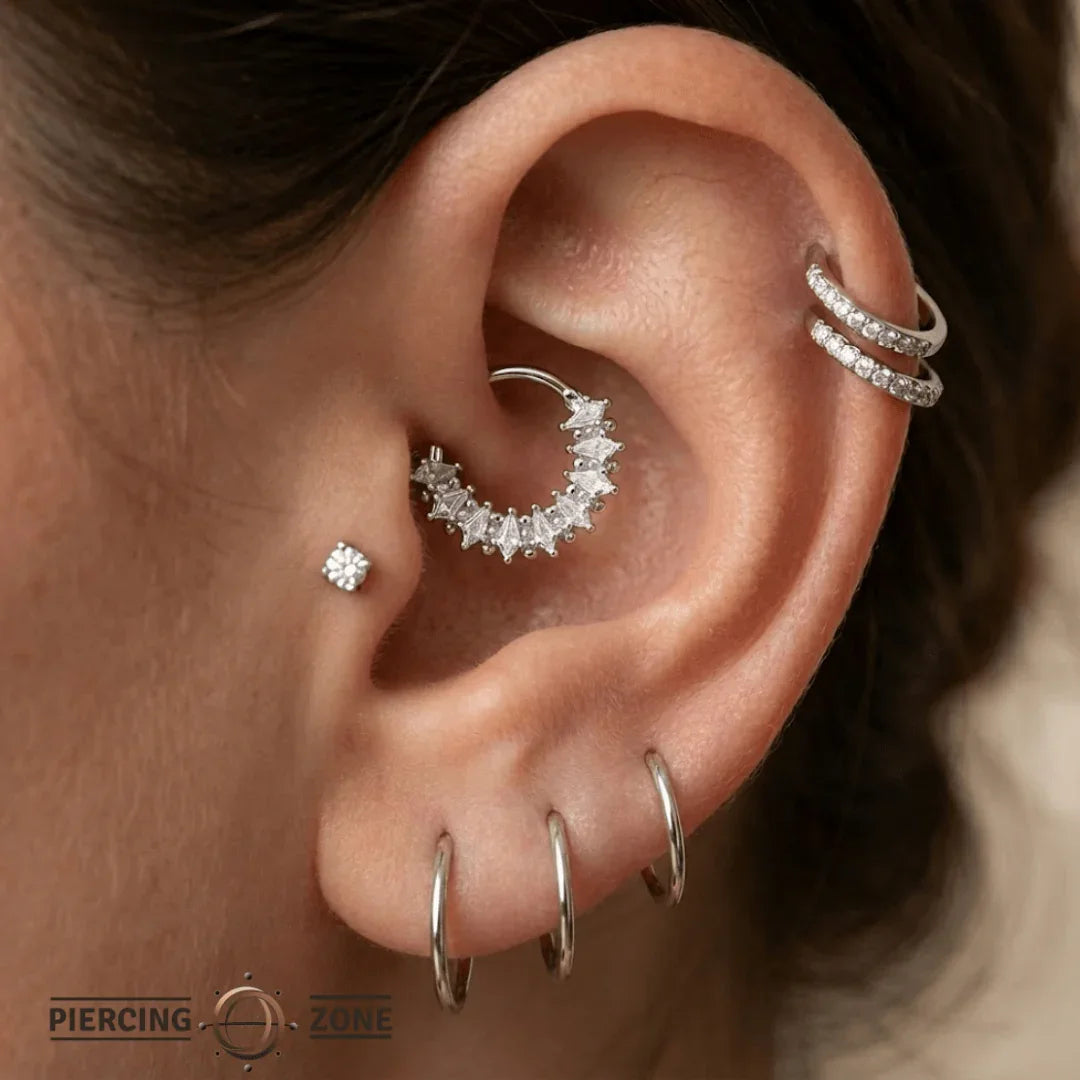 Paradise Clicker with 9 Kite Gems – 14K & 18K Gold - piercing - zone.com