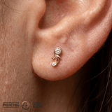 Paragon – CZ Leaf Design – 14K Gold Threadless End - piercing - zone.com