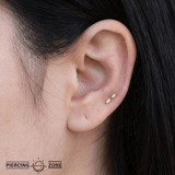 Paris – Baguette White Topaz – 14K Gold Threadless End - piercing - zone.com