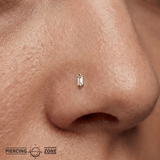 Paris – Baguette White Topaz – 14K Gold Threadless End - piercing - zone.com