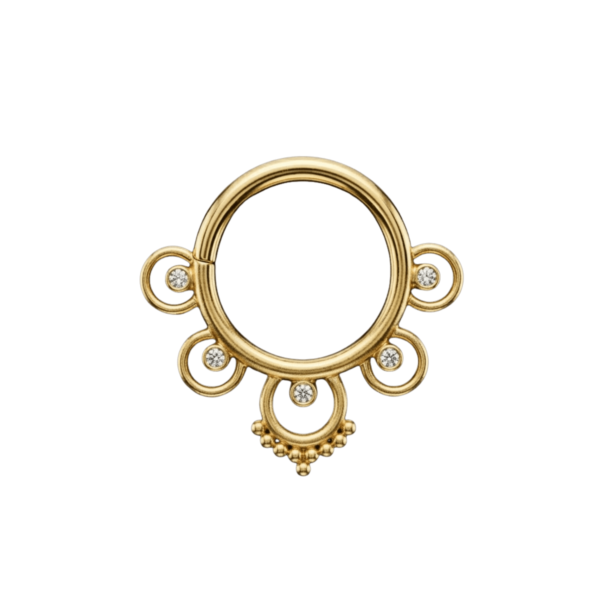 Pashtana Seamless Ring – 14K Gold Five-Gem Design - piercing-zone.com