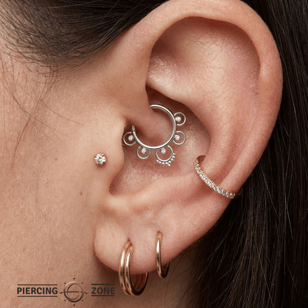 Pashtana Seamless Ring – 14K Gold Five - Gem Design - piercing - zone.com