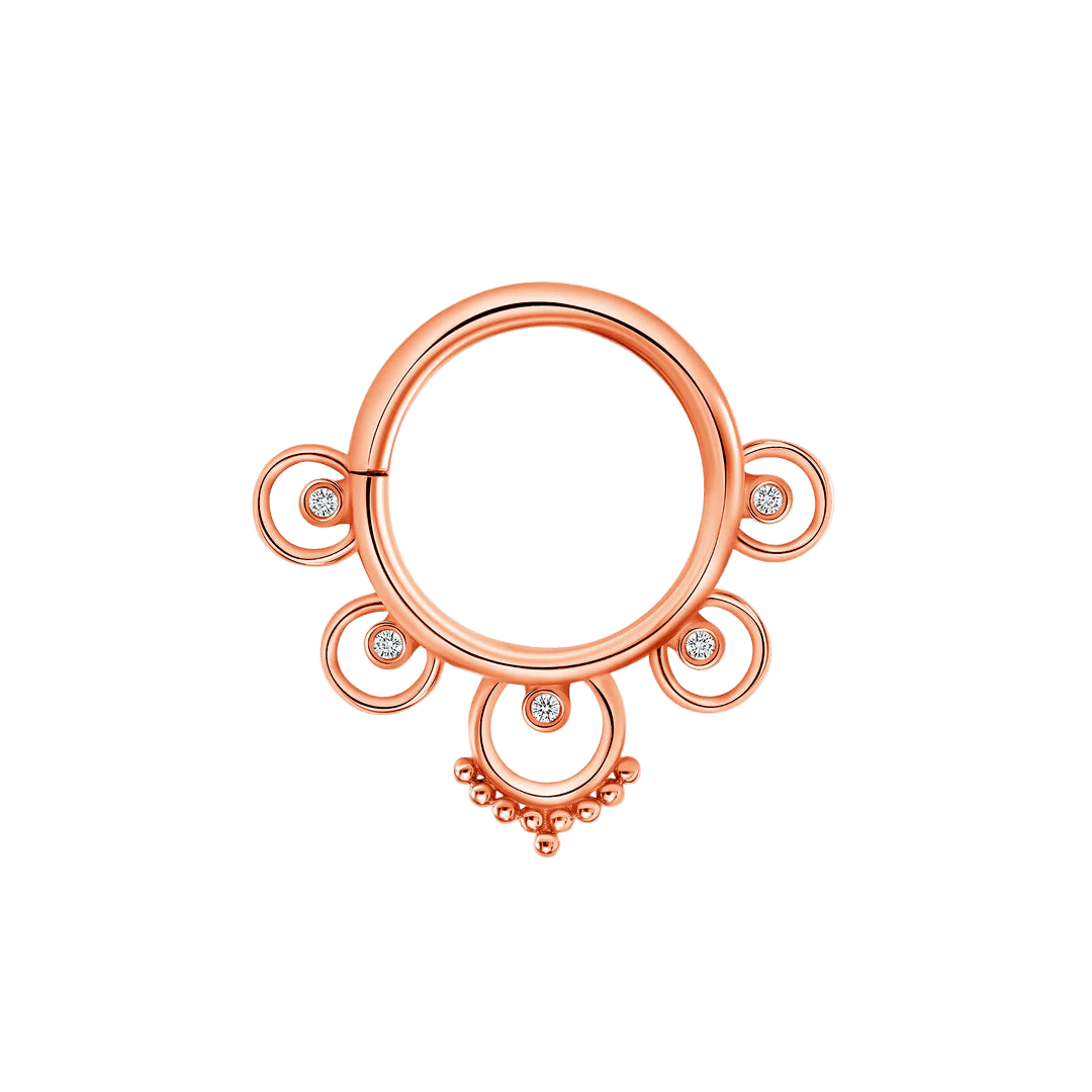 Pashtana Seamless Ring – 14K Gold Five - Gem Design - piercing - zone.com