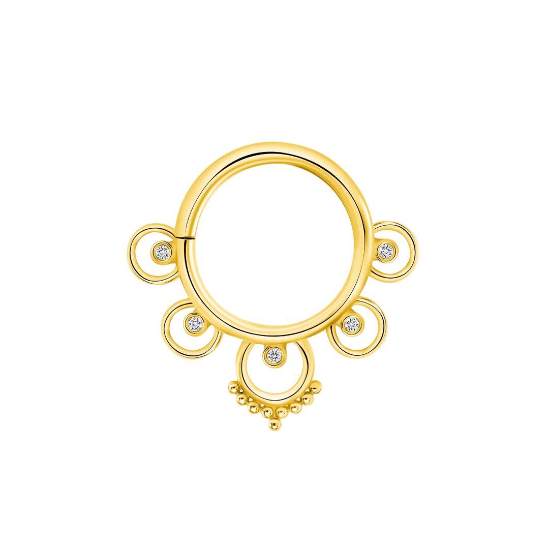 Pashtana Seamless Ring – 14K Gold Five - Gem Design - piercing - zone.com