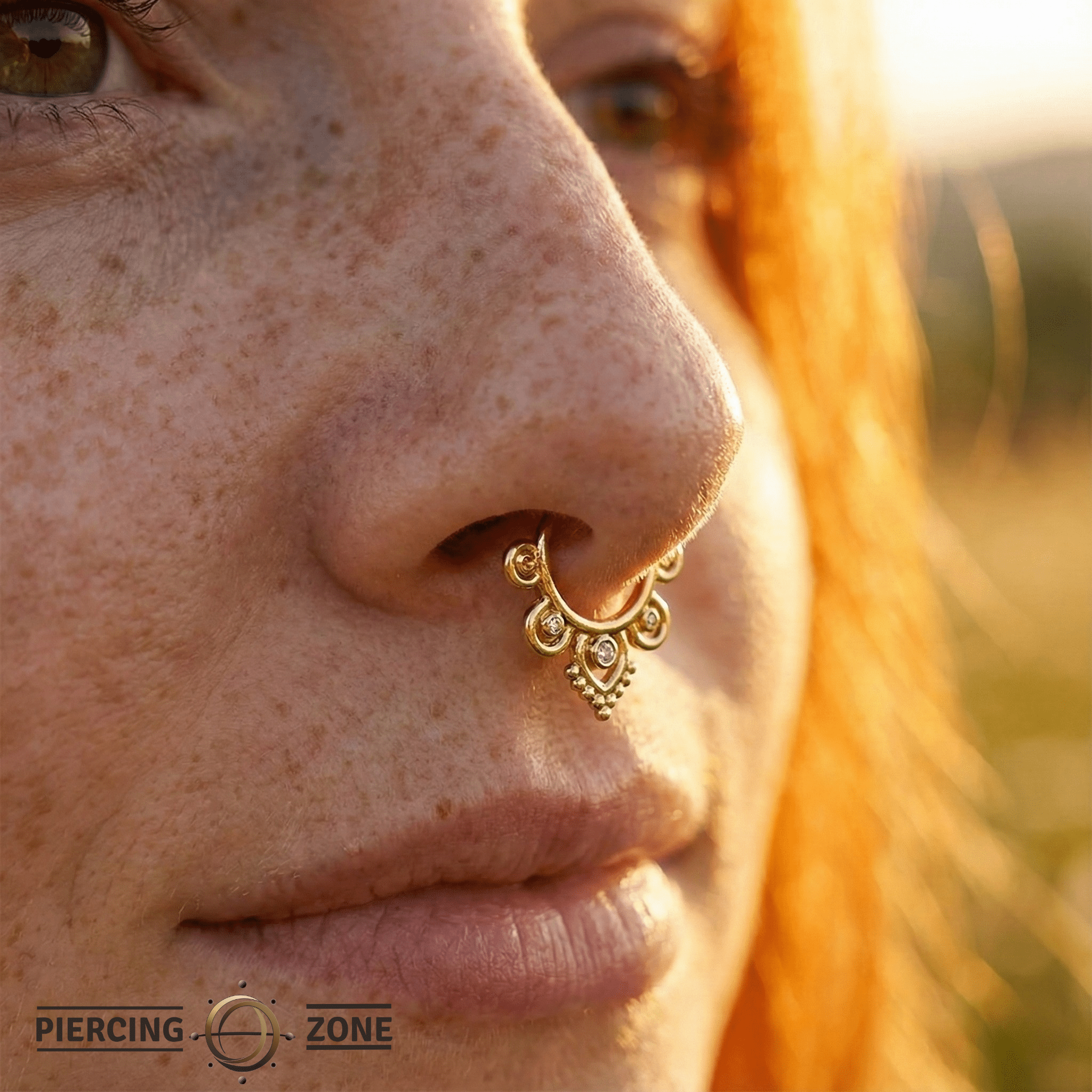 Pashtana Seamless Ring – 14K Gold Five - Gem Design - piercing - zone.com