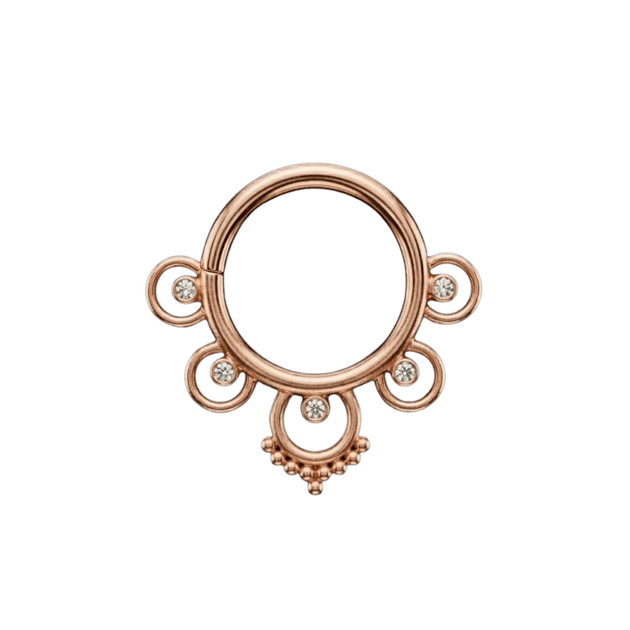 Pashtana Seamless Ring – 14K Gold Five-Gem Design - piercing-zone.com