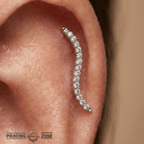 Path With Gems – 14K/18K Gold Linear Multi - Stone Threadless End - piercing - zone.com