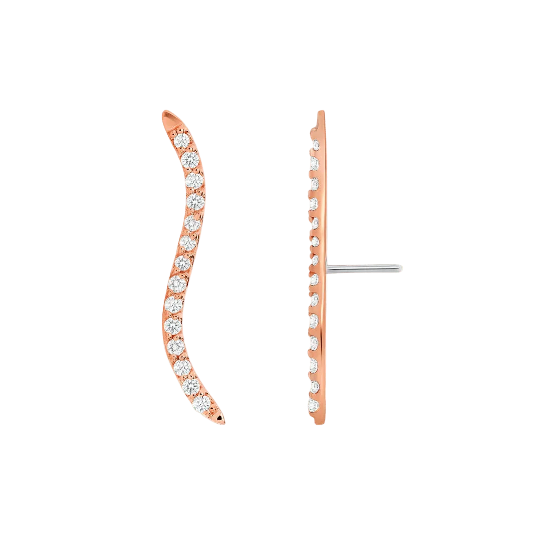 Path With Gems – 14K/18K Gold Linear Multi - Stone Threadless End - piercing - zone.com