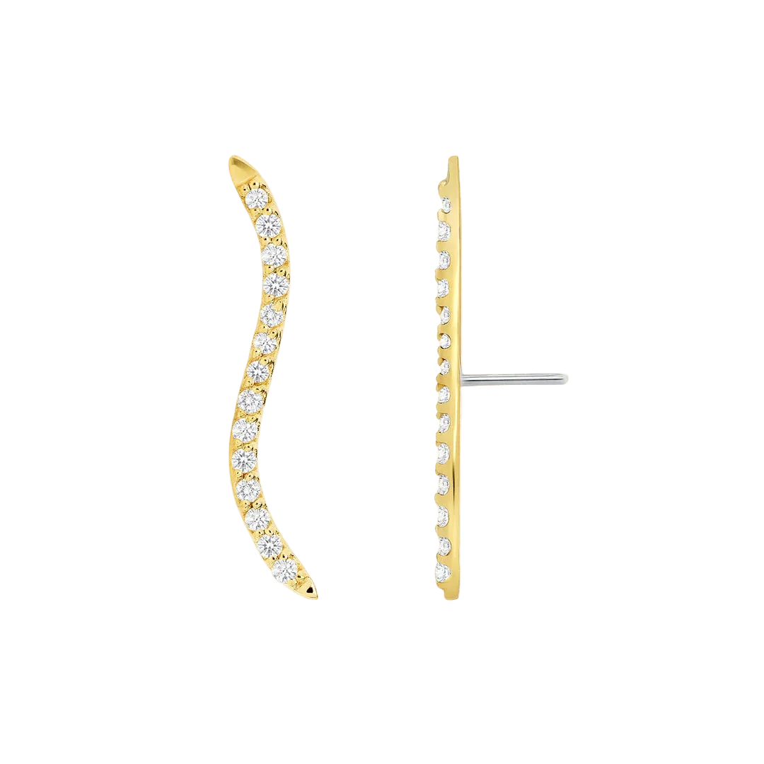 Path With Gems – 14K/18K Gold Linear Multi - Stone Threadless End - piercing - zone.com