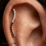 Path With Gems Half and Half – 14K Gold Threadless/Threaded End - piercing - zone.com