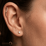 Path With Gems Half and Half – 14K Gold Threadless/Threaded End - piercing - zone.com