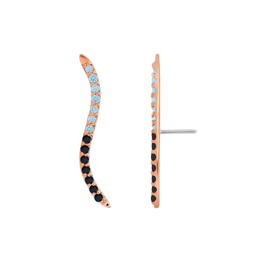 Path With Gems Half and Half – 14K/18K Gold Threadless End - piercing - zone.com