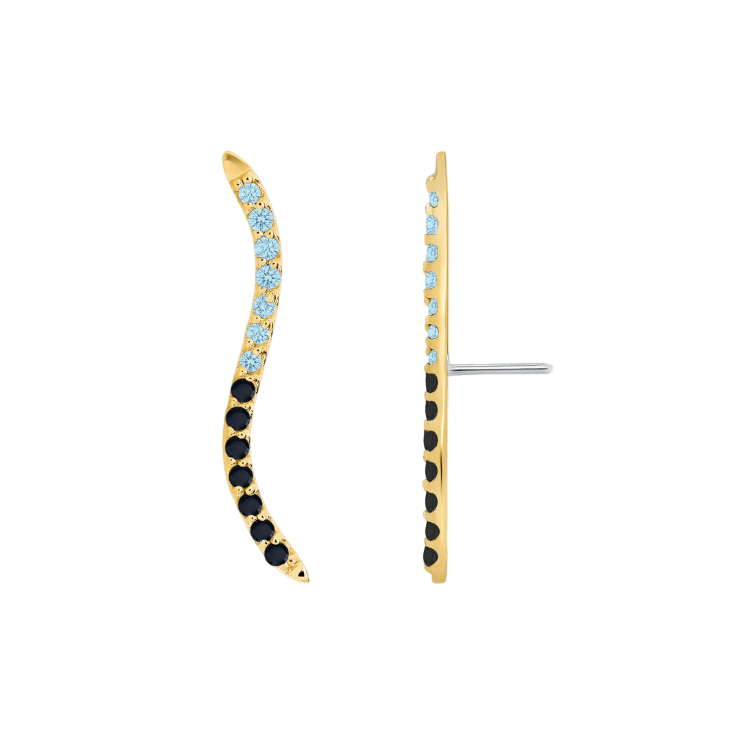 Path With Gems Half and Half – 14K/18K Gold Threadless End - piercing - zone.com
