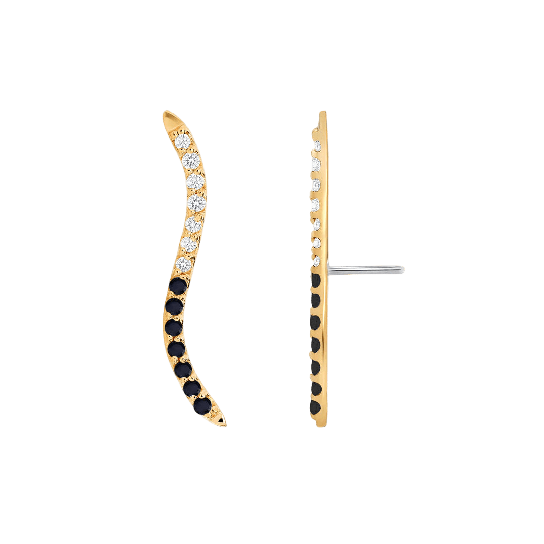 Path With Gems Half and Half – 14K/18K Gold Threadless End - piercing - zone.com