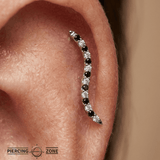 Path With Gems Zebra – 14K Gold Threadless/Threaded End - piercing - zone.com