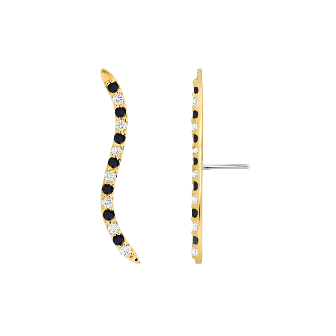 Path With Gems Zebra – 14K/18K Gold Threadless End - piercing - zone.com