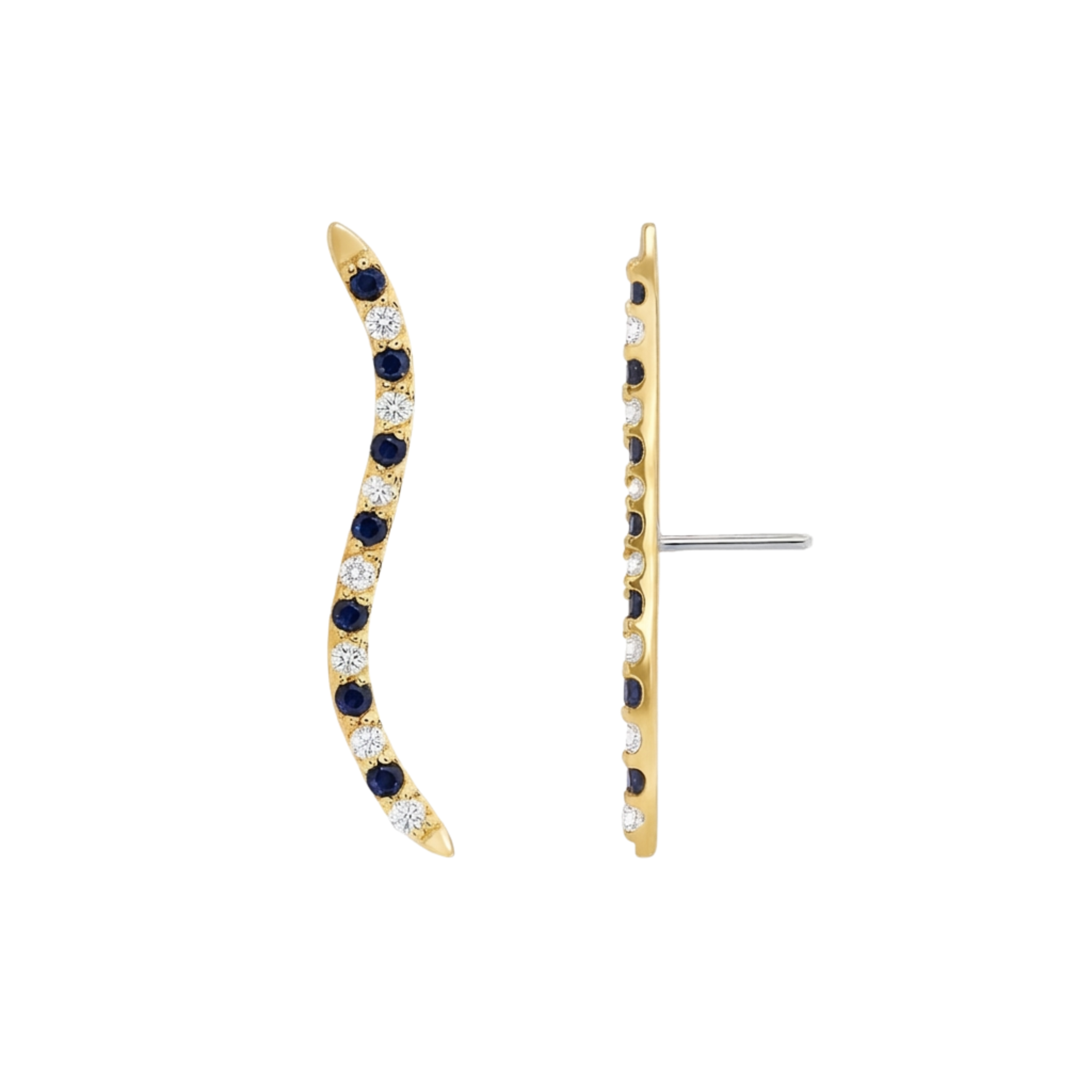 Path With Gems Zebra – 14K Gold Threadless/Threaded End