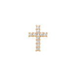Pave Cross Pin - 14K Gold Gem Cross Threadless End - piercing - zone.com