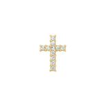 Pave Cross Pin - 14K Gold Gem Cross Threadless End - piercing - zone.com