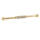 Pavé Line - 14K Gold Gem Straight Barbell - piercing - zone.com