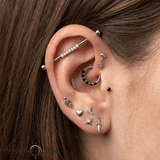 Pavé Line - 14K Gold Gem Straight Barbell - piercing - zone.com