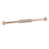 Pavé Line - 14K Gold Gem Straight Barbell - piercing - zone.com