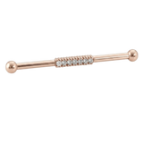 Pavé Line - 14K Gold Gem Straight Barbell