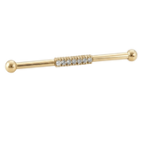 Pavé Line - 14K Gold Gem Straight Barbell