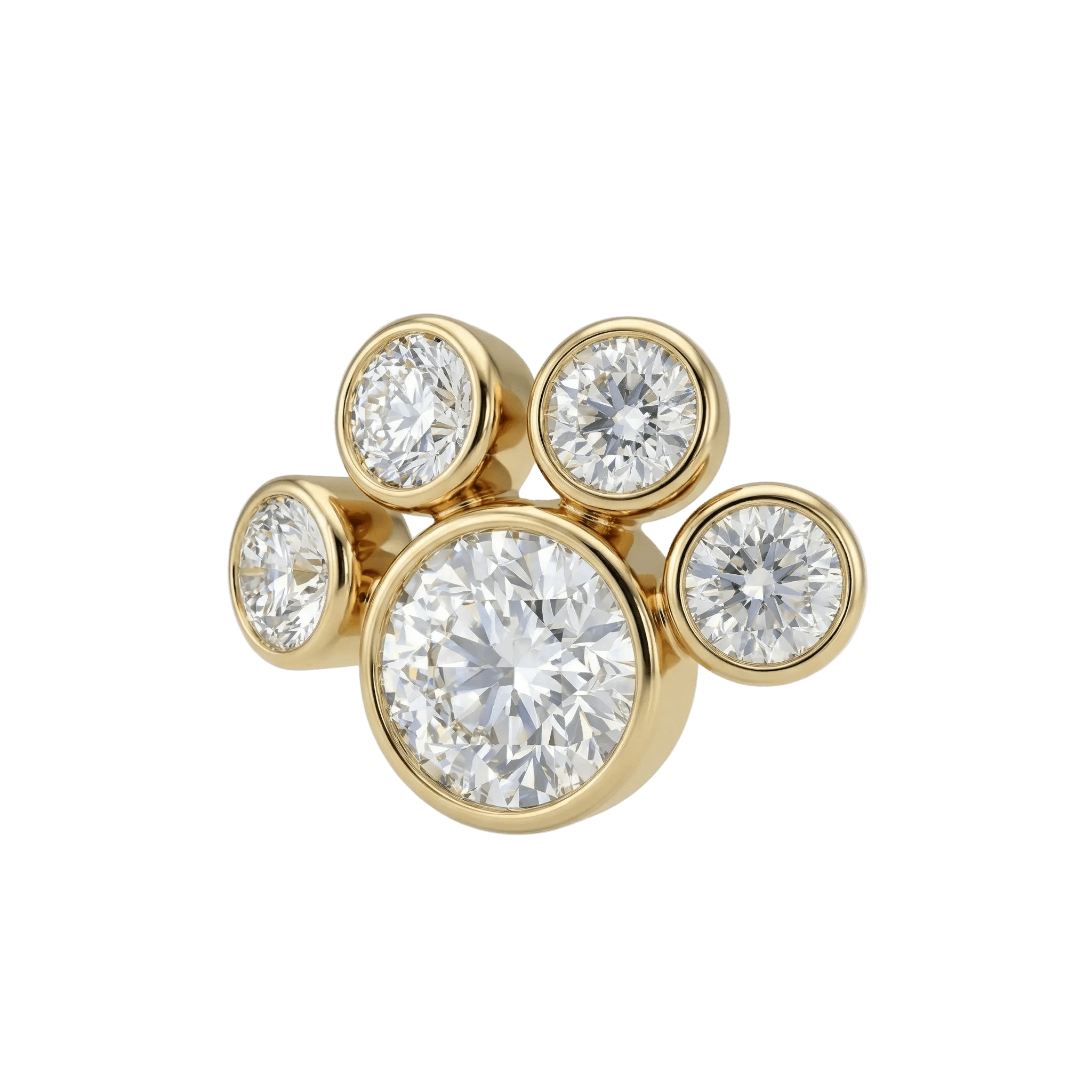 Paw – 14K Gold Threadless/Threaded End - piercing - zone.com