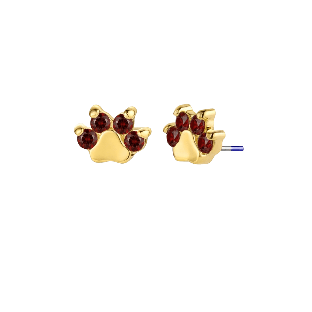 Paw Print - 18K Gold Genuine Gem Threadless/Threaded End - piercing-zone.com