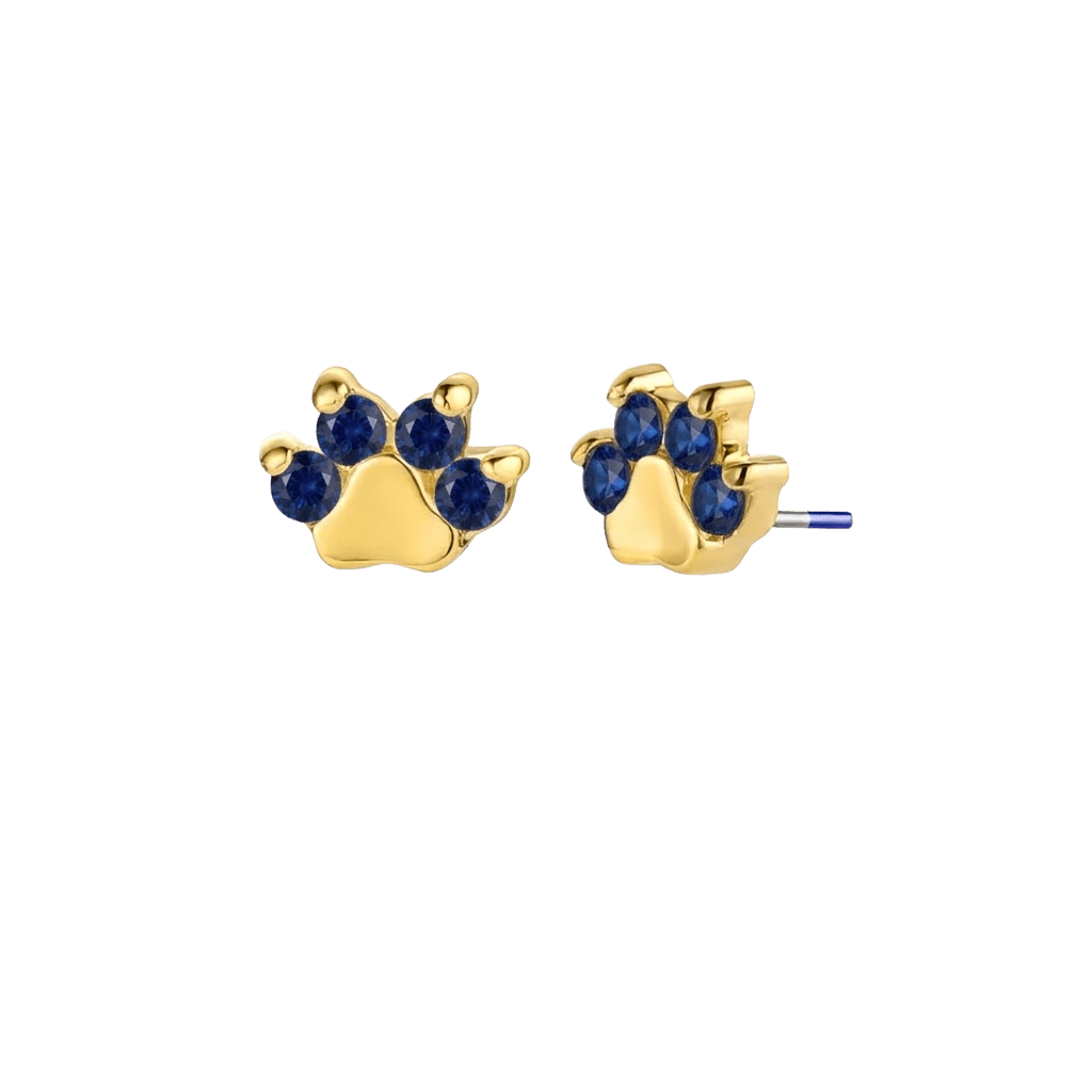 Paw Print - 18K Gold Genuine Gem Threadless/Threaded End - piercing-zone.com